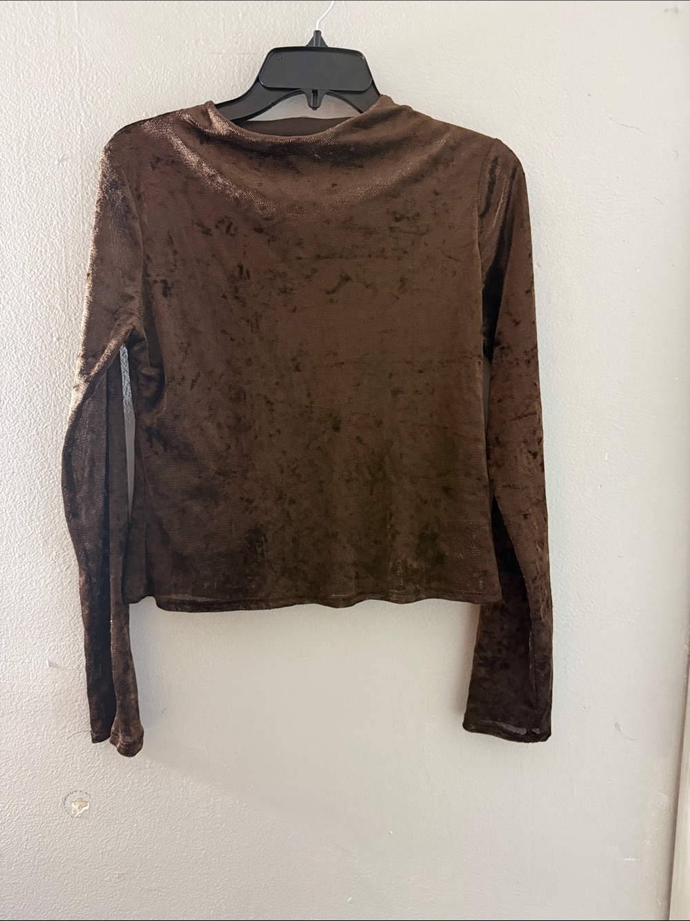 See you Monday Classic Brown Velvet Long-Sleeve girls  Top size L